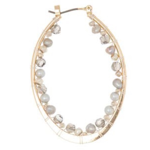 Freshwater Pearl Beaded Hoop Earrings - NWT - Picture 4 of 12